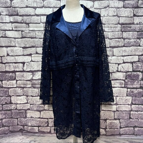 Susan Graver Blue Lace Jacket W/ Solid Tank Size 2X - Picture 1 of 12